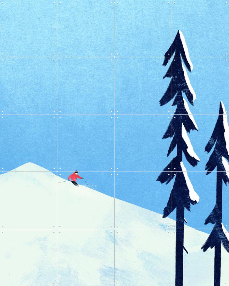 IXXI Minimalist Ski, Henry Rivers - 80 x 100 cm - Gratis ophangtool - Grote wanddecoratie en posters - Illustraties, Minimalisme, Grafisch Ontwerp
