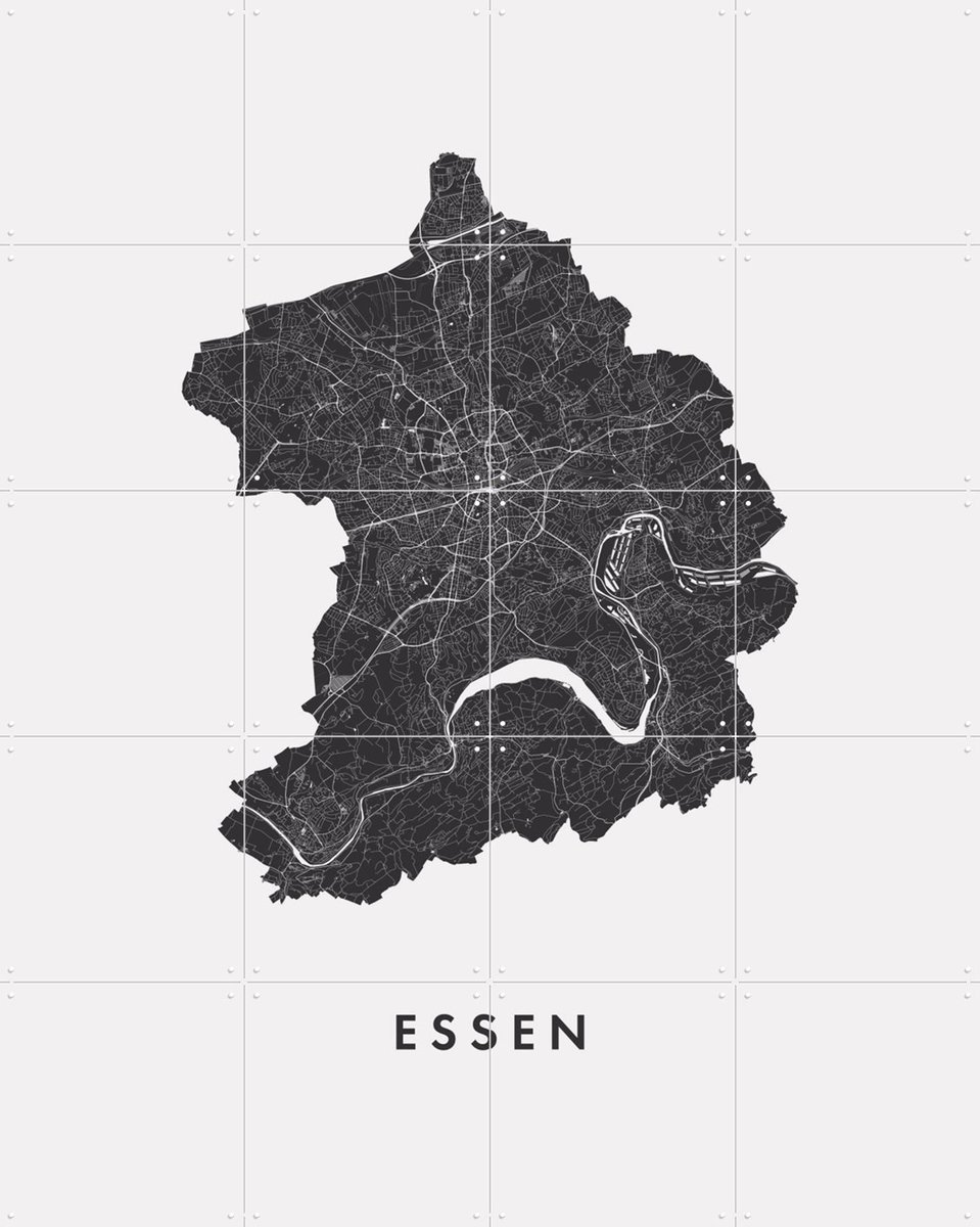 IXXI Essen City Map, Kunst in Kaart - 80 x 100 cm - Gratis ophangtool - Grote wanddecoratie en posters - Line art, Technische Tekening, Abstract