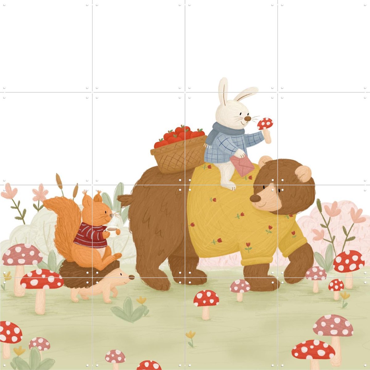 IXXI Cozy Autumn, Studio Phie - 80 x 80 cm - Gratis ophangtool - Grote wanddecoratie en posters - Cartoonesk, Illustraties, Fantasierijk, Speels