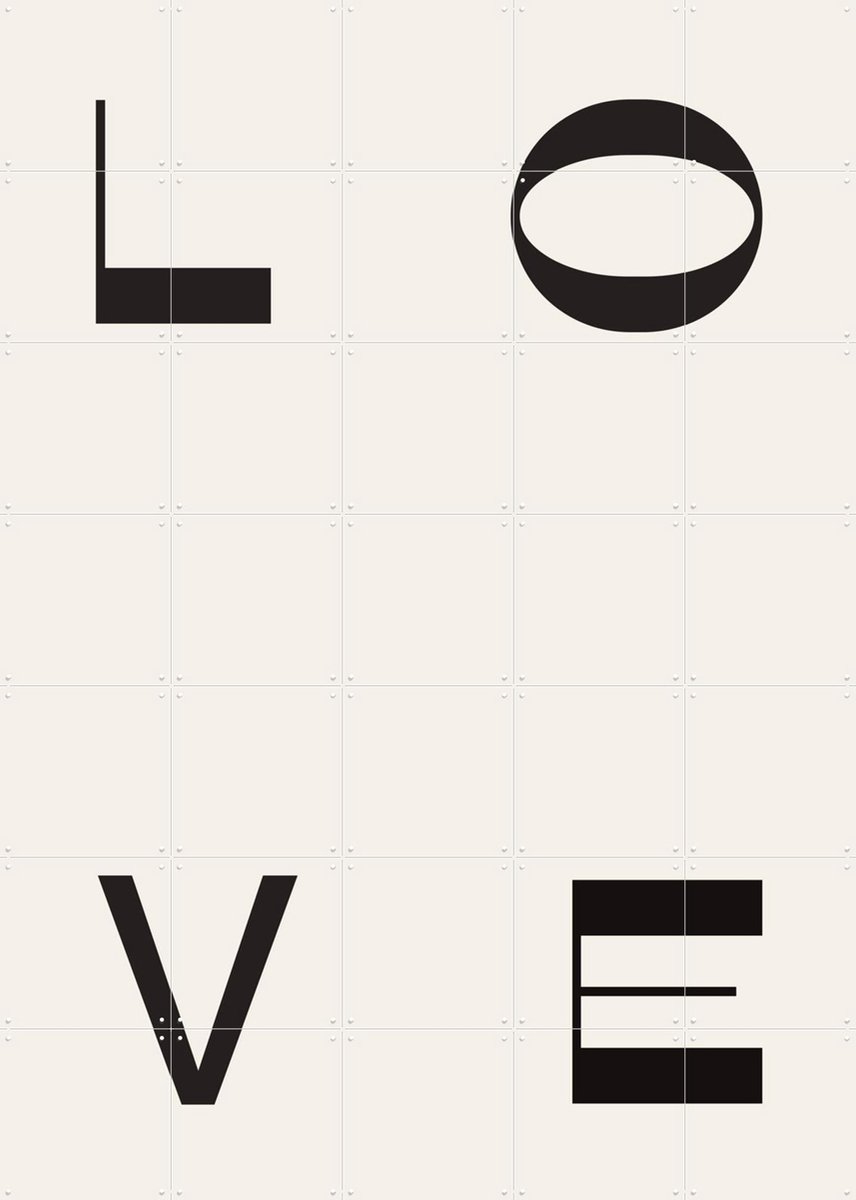 IXXI LOVE, Bohomadic Studio - 100 x 140 cm - Gratis ophangtool - Grote wanddecoratie en posters - Illustraties, Typografie, Minimalisme, Grafisch