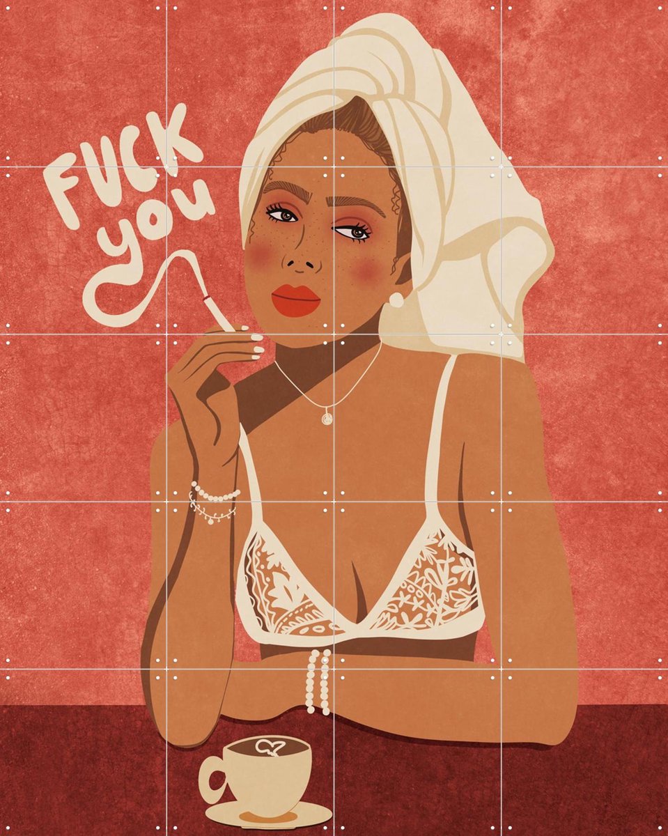 IXXI Thinking of you, Raissa Oltmanns - 80 x 100 cm - Gratis ophangtool - Grote wanddecoratie en posters - Illustraties, Pop art, Speels, Grafisch