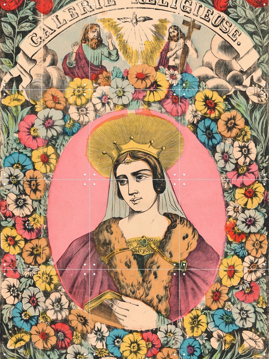 IXXI Clotilde, Aster Edition - 60 x 80 cm - Gratis ophangtool - Grote wanddecoratie en posters - Kleurrijk, Vintage, Illustraties, Slaapkamer, Gang