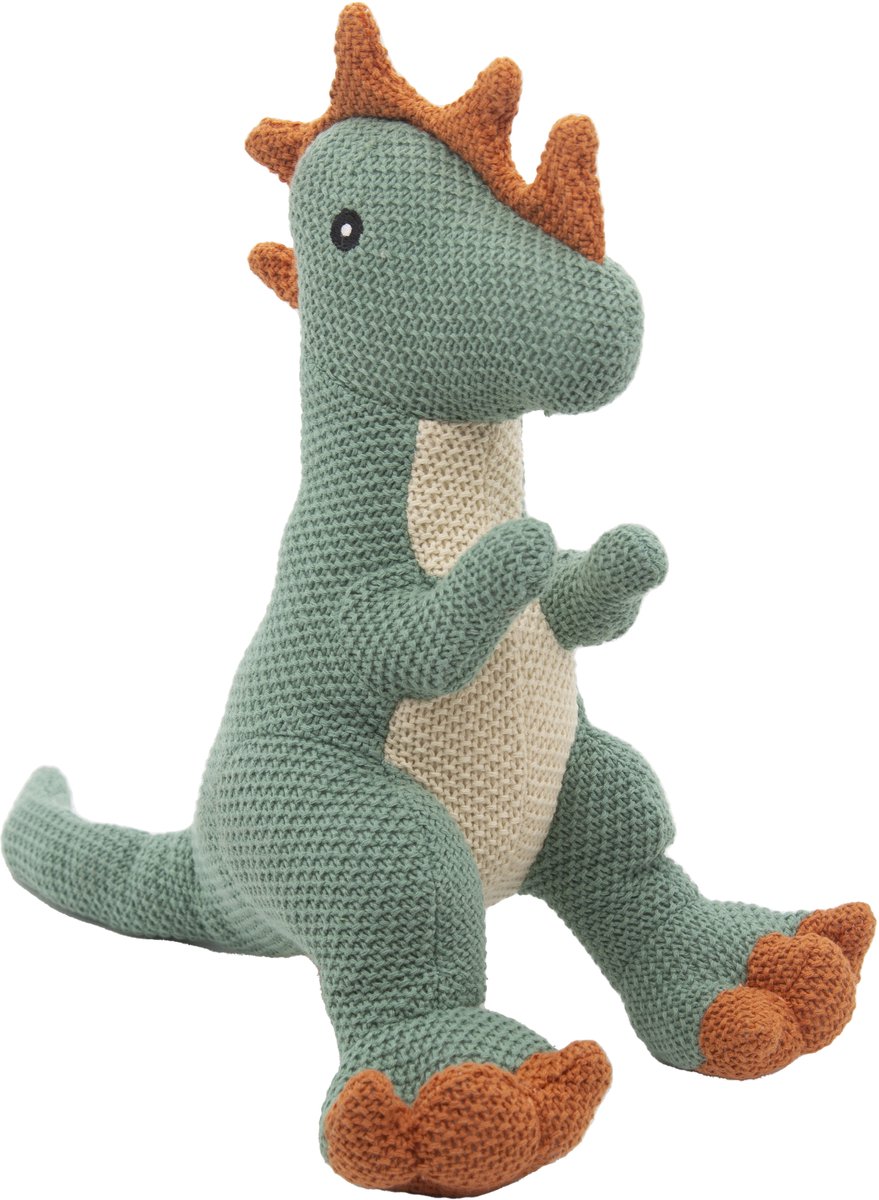 Cute since 1999 - Dinosauruspark - Dinosaurus speelgoed - Groene zitten dino - Katoen Knuffel - 26 cm