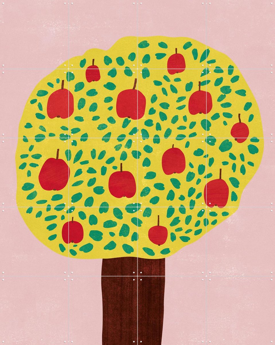 IXXI Apple Tree, Lotte Dirks - 80 x 100 cm - Gratis ophangtool - Grote wanddecoratie en posters - Grafisch Ontwerp, Speels, Kleurrijk, Illustraties