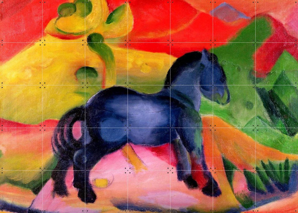 IXXI Little Blue Horse 1912, Franz Marc & Bridgeman Images - 140 x 100 cm - Gratis ophangtool - Grote wanddecoratie en posters - Abstract, Olieverf