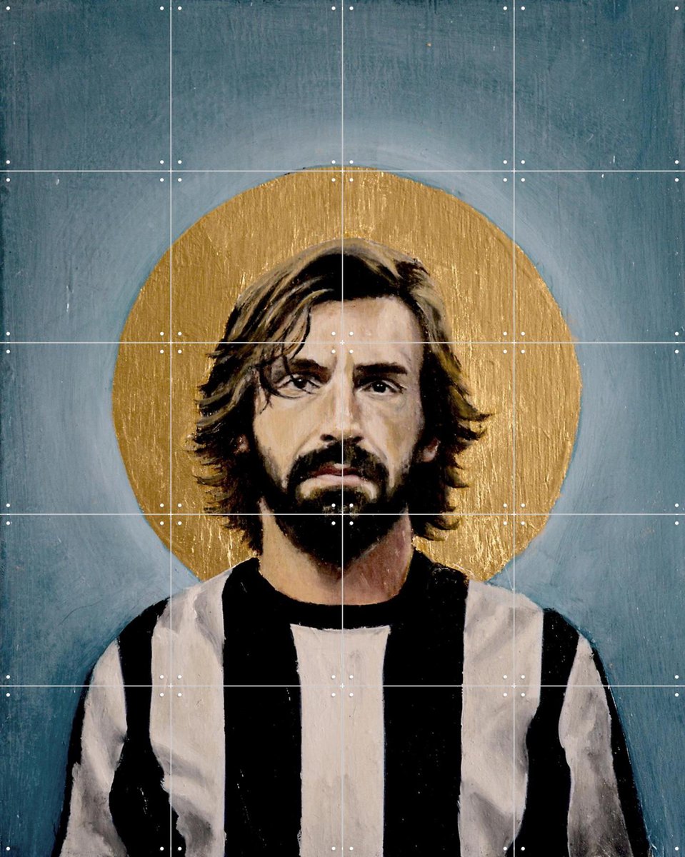 IXXI Andrea Pirlo, David Diehl - 80 x 100 cm - Gratis ophangtool - Grote wanddecoratie en posters - Kleurrijk, Olieverf, Illustraties, Mancave