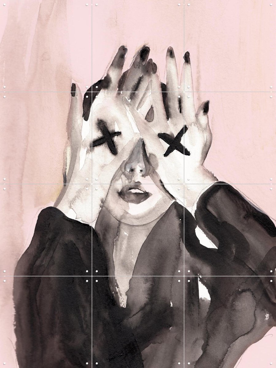 IXXI Make me wanna XX - Pink, Victoria Verbaan - 60 x 80 cm - Gratis ophangtool - Grote wanddecoratie en posters - Illustraties, Aquarel, Woonkamer