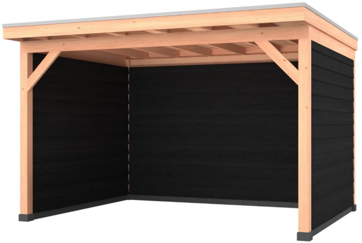 Douglas overkapping, 400 x 300, met achterwand en twee zijwanden, Westwood Comfort Plus Zwart
