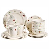 Romantisch servies set, bord sets met dinerbord, porseleinen dessertbord, voor feesten, vieringen, familiefeesten, 60 stuks (60 stuks