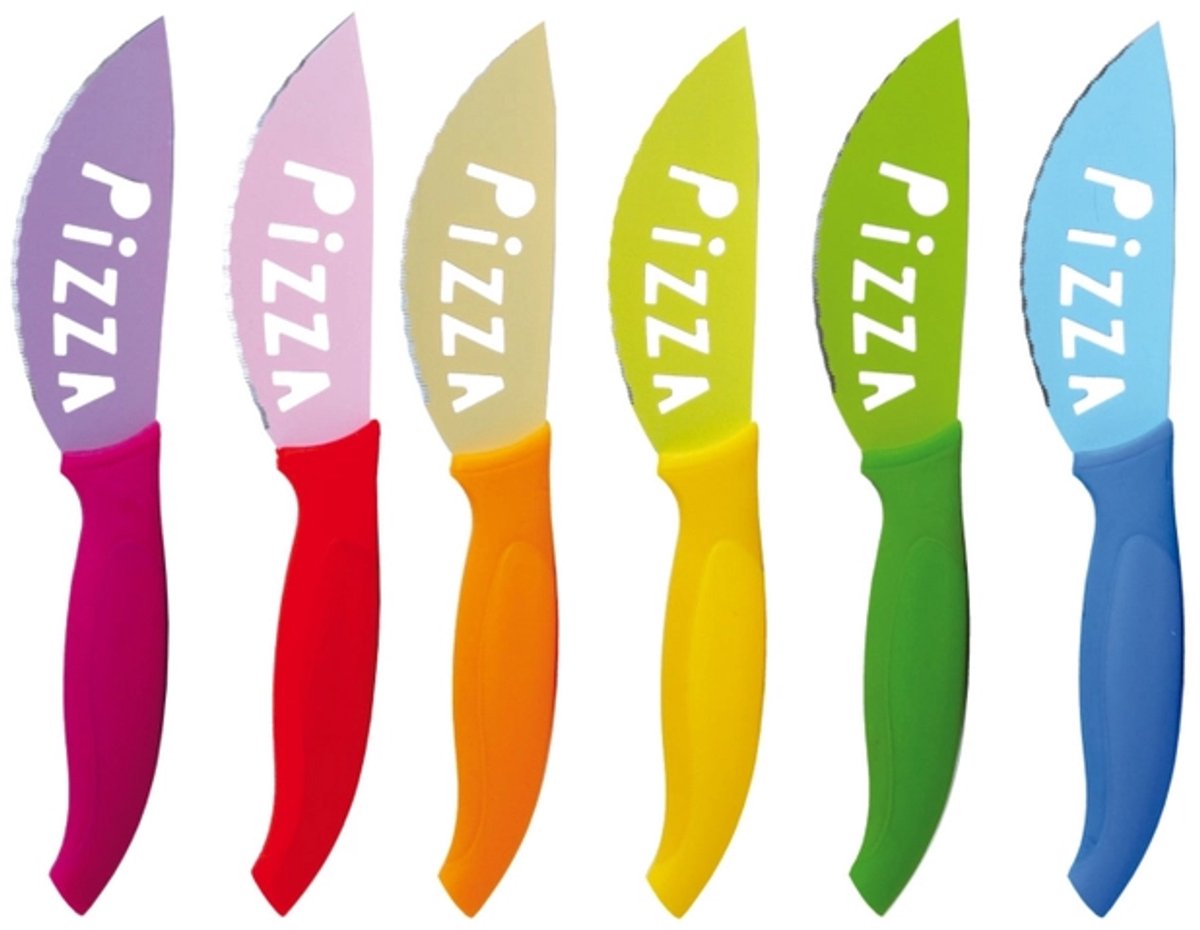 Set van 6 Excelsa Pizzamessen – Multicolor – Kunststof Handvat – Duurzaam en Handig