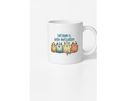 Katten Mok - Het leven is beter met katten - Keramische Koffiemok 330ml