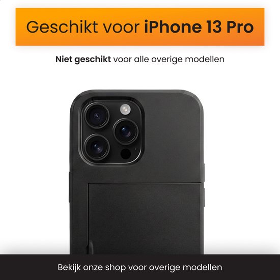Coque de téléphone noire pour iPhone 13 Pro avec porte-cartes.