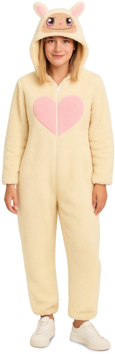 Labubu Onesie Crème Volwassenen Hartje - Maat 36