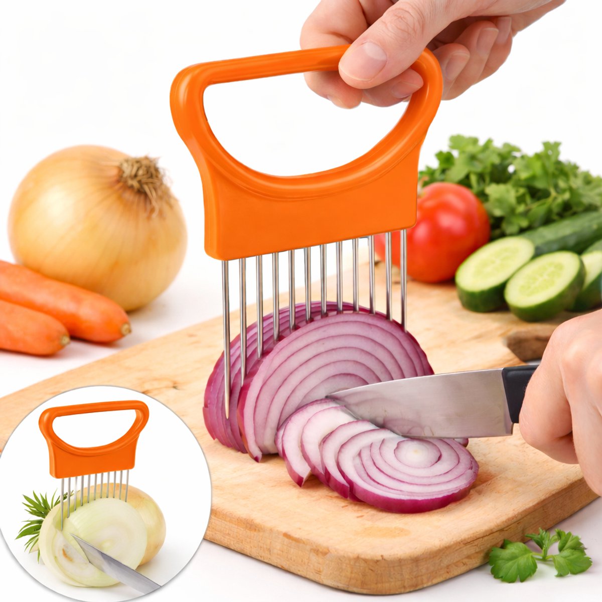 Uienkam I Uiensnijder I Uiensnijder I Groentesnijder I Snijhulp Voor Uien I Oranje