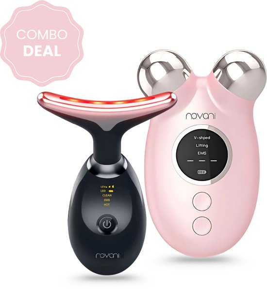Novani 2 in 1 Facelifting Microcurrent | Anti Ageing | huidverjonging | Gezichtsmassage | Huidverjongingsapparaat | Anti rimpel - LED Behandeling