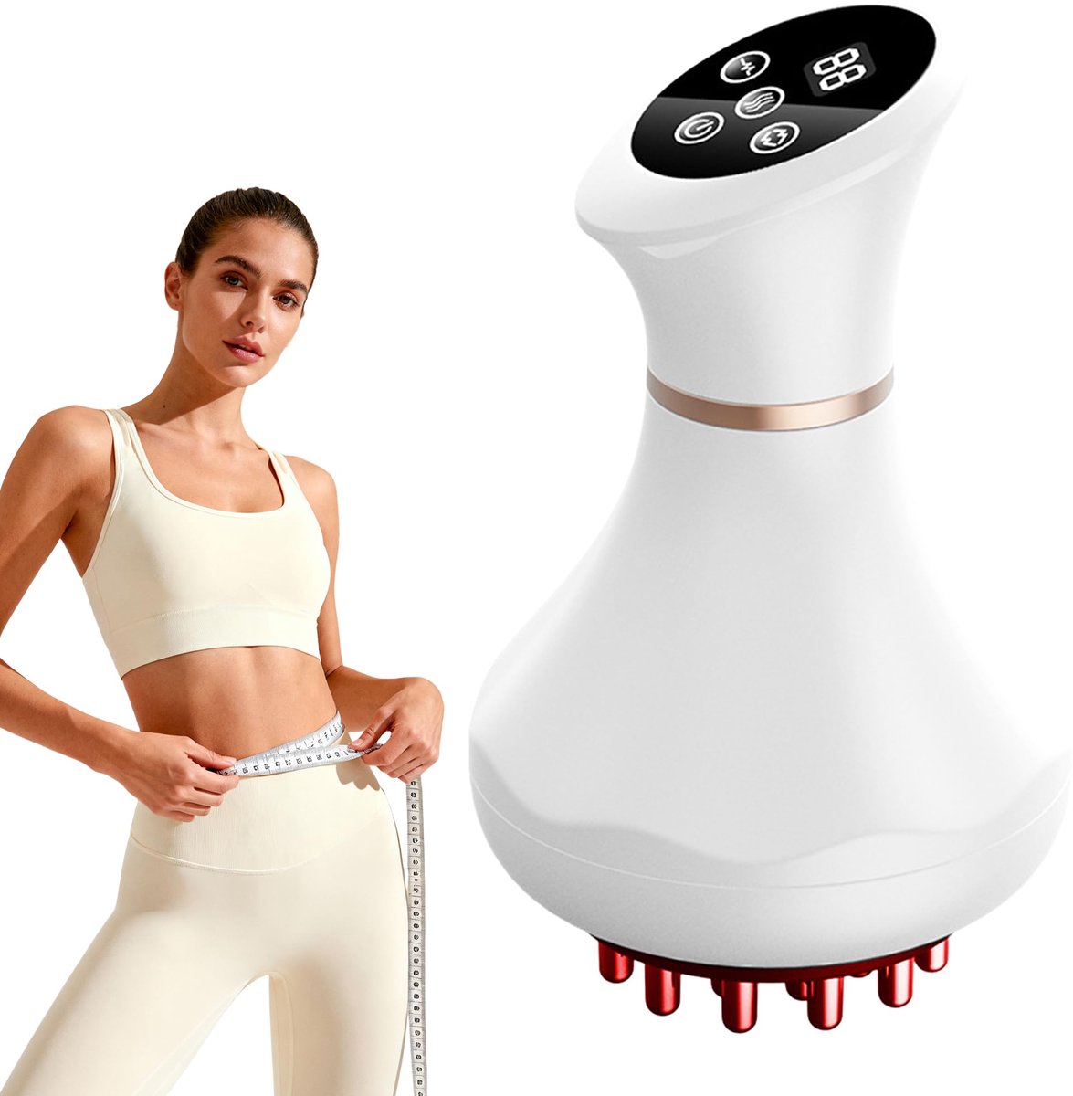 Lymfedrainage Massager - Handmatig Massageapparaat tegen Vochtophoping & Vetophoping - Anti-Cellulite Tool voor Dij & Buik, Stria en Cellulite Vermindering - Verlichting bij Ischias Pijn - Draagbaar Ontwerp voor Vrouwelijk Gebruik