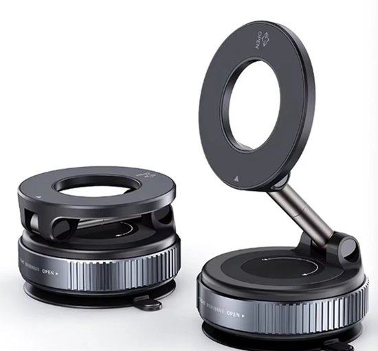 Magnetische autotelefoonhouder met vacuümzuignap – 360° draaibaar & inklapbaar – Geschikt voor iPhone 12 t/m 16 – Auto, fitness & dagelijks gebruik