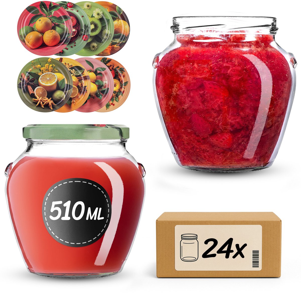 KADAX Inmaakpotten 510 ml fi82 Exotisch Fruit 24 stuks