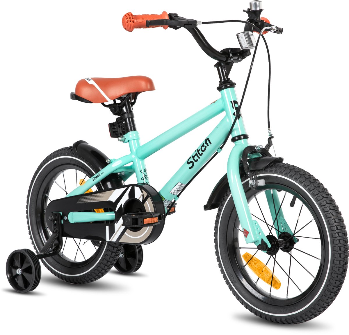 STITCH Totem Jongensfiets - 16 Inch - Kinderfiets voor 4 tot 7 Jaar - Met Zijwieltjes - Groente - Geschikt voor buitenactiviteiten in de lente