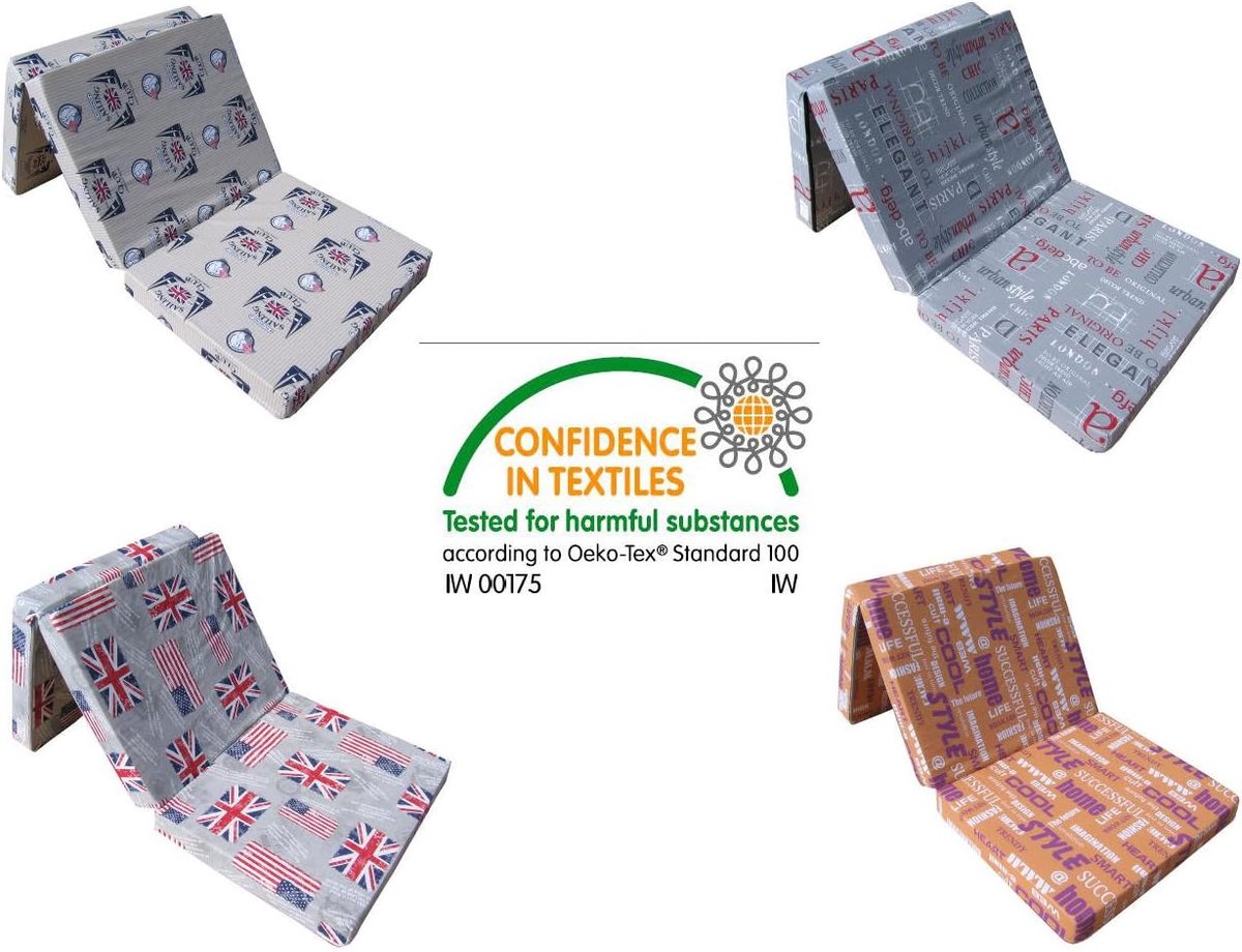 Vouwmatras 198x80x10 cm – Opvouwbaar Gastenmatras met Afneembare Katoenen Hoes – 3-Delig Logeermatras voor Logees, Camping & Camper – Pauwhome