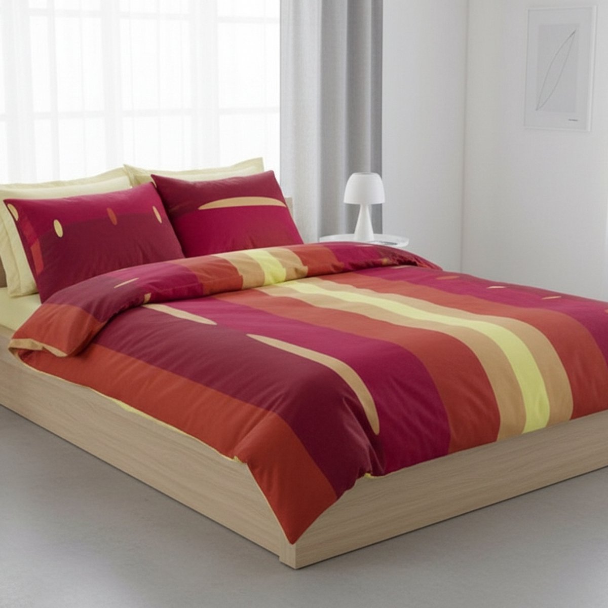 Dekbedovertrek Oval Stripe Rood 140x200/220 cm