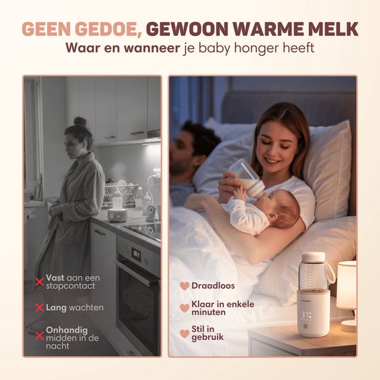 Vulpes Goods® Babycare - Flessenwarmer Elite - Draagbare Baby Flessenwarmer voor Onderweg - uniek Glazen Design - BPA-vrij, Hittebestendig & Antibacterieel - 5 Temperatuurniveaus & Warmtebehoud - 330ML - Water & Moedermelk Snel Opwarmen - 13.500 mAh