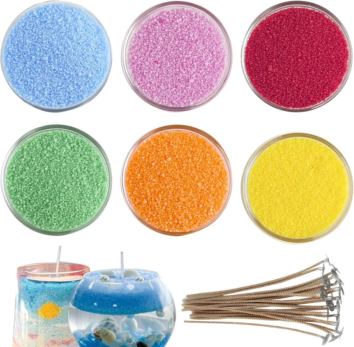 Imperatoris - Kaarsenzand - Kaarsen Zand - Burning Sand - Candle Sand - Herbruikbaar - Poederkaars - 900 g - 6 Kleuren met 20 Lonten