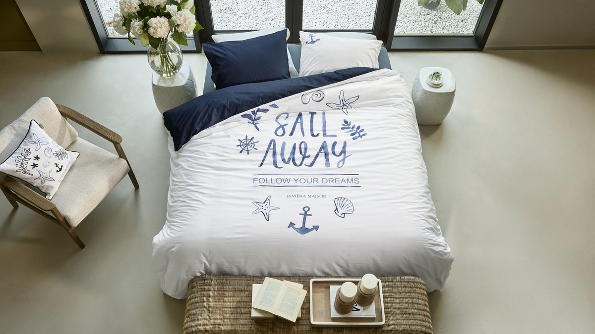 Rivièra Maison Sail Away dekbedovertrek - Eenpersoons - 140 x 200/220 cm - Blauw