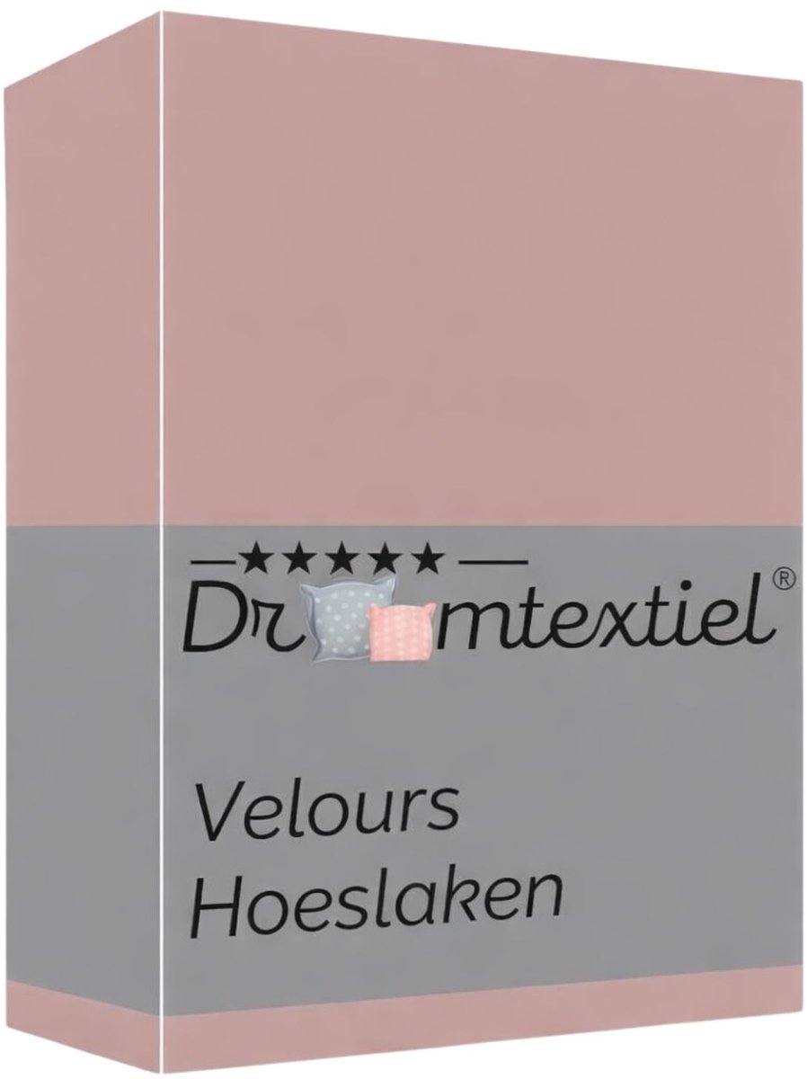 Droomtextiel Velours Hoeslaken Roze - 90x200 cm