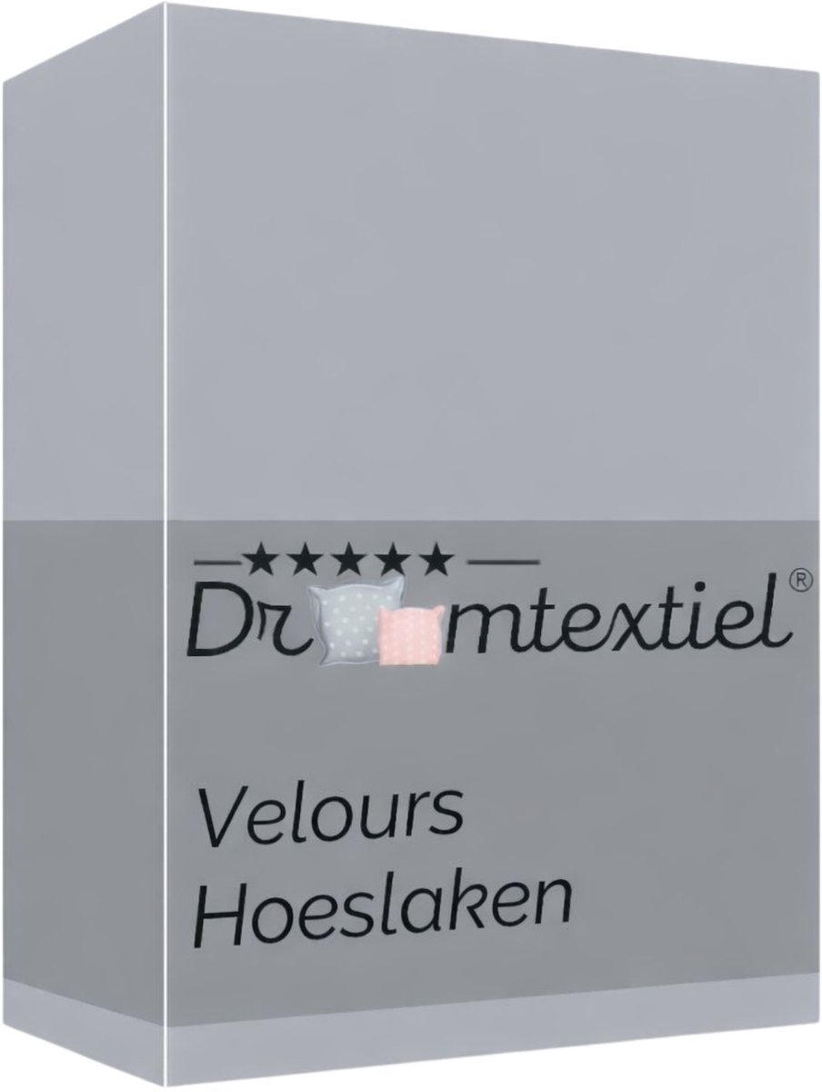 Droomtextiel Velours Hoeslaken Grijs - 180x200 cm
