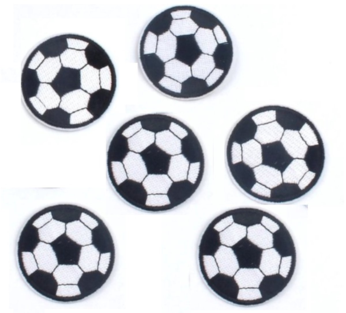 Voetbal Strijk Embleem - Set van 6 - Voetballen / EK / Carnaval - Stof en strijk applicatie - Strijkembleem - Patchwork - Sport - Patches - voetbal Stofapplicatie - Sportembleem - Voetballiefhebber - Versiering voor kleding - Leuk Cadeau