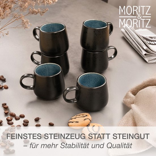 Moritz & Moritz SOLID Serviesset 6 Persoons - 24-delig Servies Set met Dinerbord, Dessertbord, Kom en Mok - Blauw — afbeelding 2