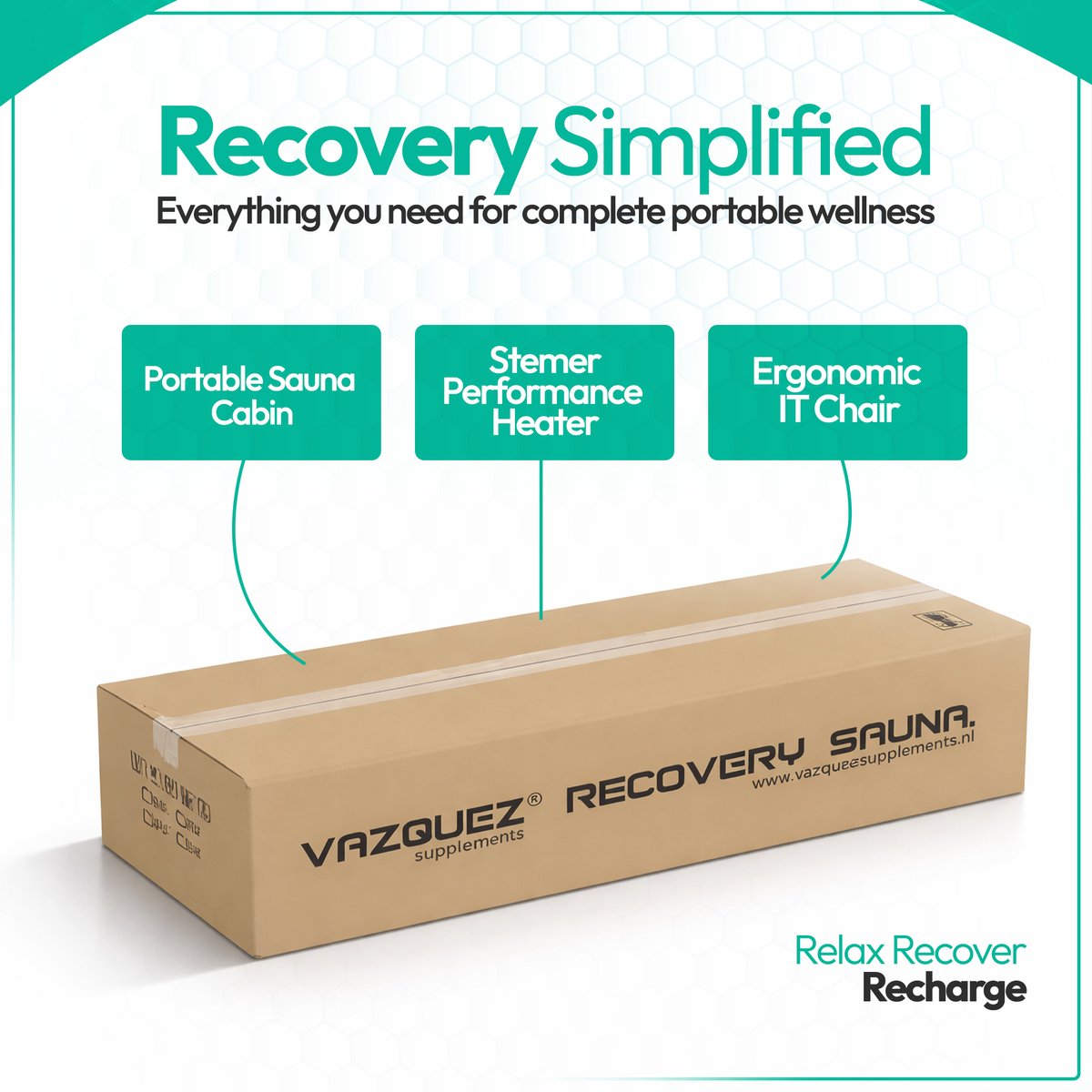 Vazquez Recovery Pro - 1500W Portable Stoomsauna met 5-laags isolatie thumbnail 2
