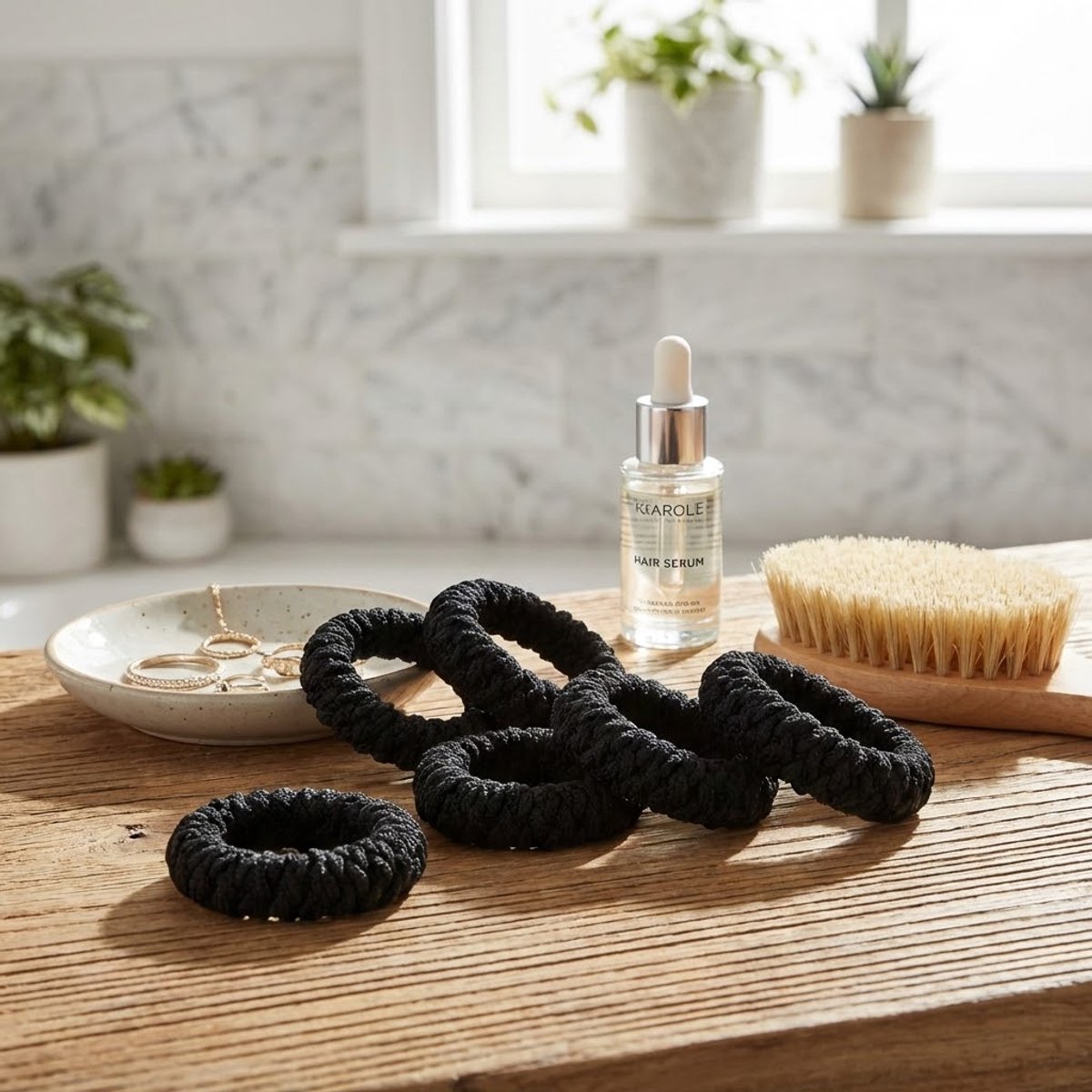 Zwart haar elastiekjes set – dikke gevlochten elastische haarbandjes – dames heren – 6 stuks – zachte antislip haar elastiek – sterk rekbare elastiek set — cadeau in Cadeau-ideeën - foto 2