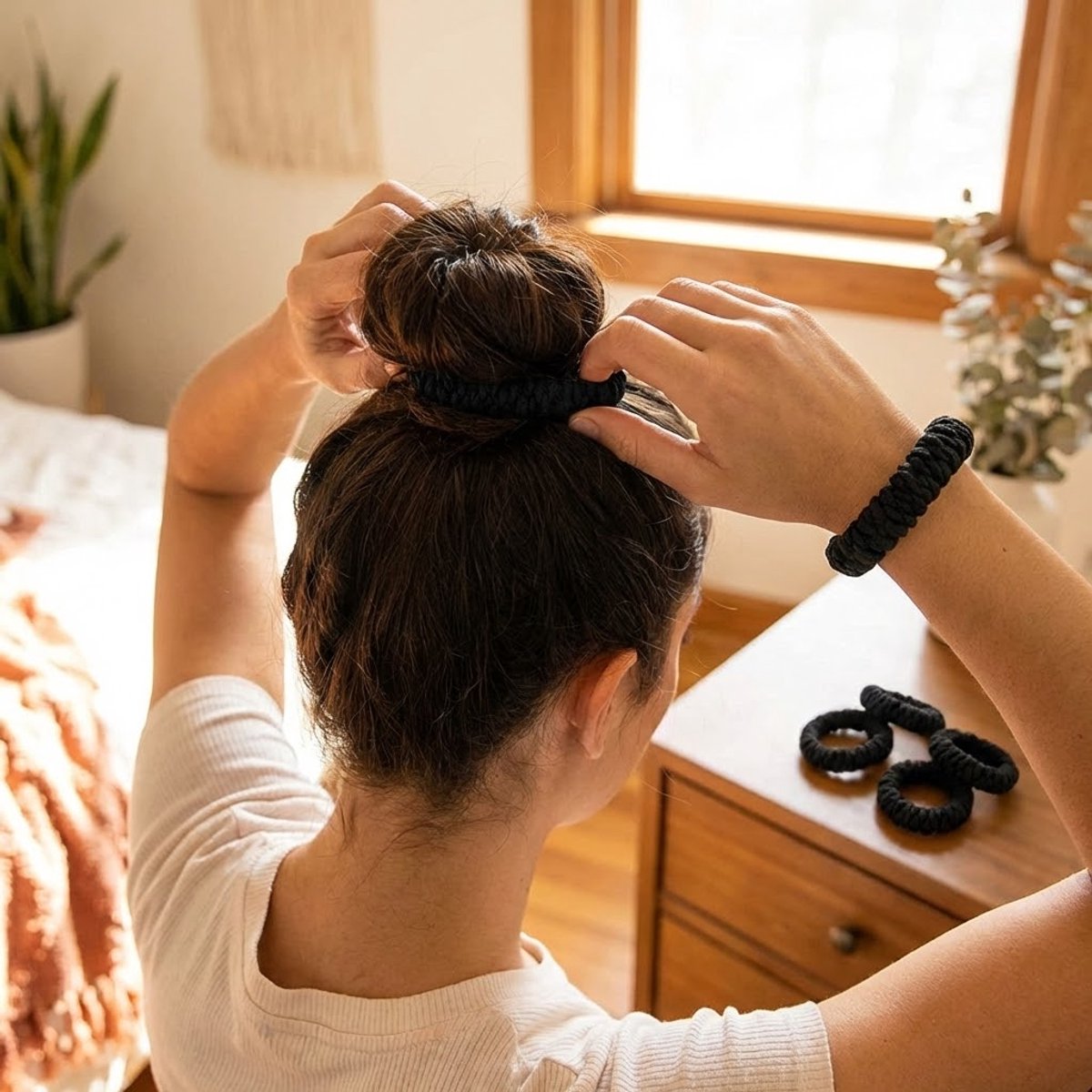 Zwart haar elastiekjes set – dikke gevlochten elastische haarbandjes – dames heren – 6 stuks – zachte antislip haar elastiek – sterk rekbare elastiek set — cadeau in Cadeau-ideeën - foto 5