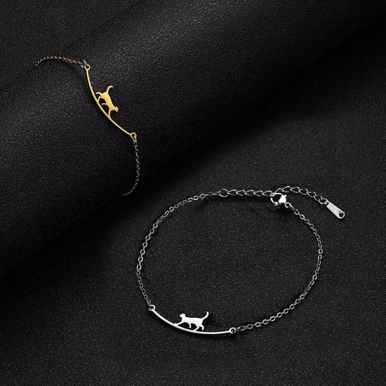 Verstelbare Katten Enkelband - Voetketting voor Vrouwen - Cute Animal Voetsieraad, Enkelketting, Zomer Sieraden, Strand Accessoire, Leuk Cadeau voor Dierliefhebbers en Vriendinnen - Goud van Everleigh & Oliver — afbeelding 2