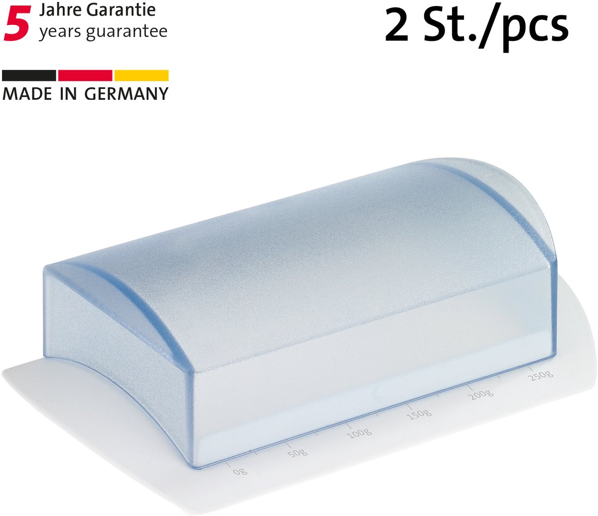 Westmark 2 Tafelboterschaaltjes met schub, plastic, wit/doorschijnend, 211622E3