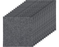 30 Stuks - Zelfklevende tapijttegels - 30*30cm - Polyester - Donkergrijs - Zachte Gevoerde Vloerbedekking - Eenvoudig te Installeren - Voor Kantoren Woonkamers Slaapkamers - Tapijttegels - Duurzame tapijtvloer - Zachte Vierkante Tegels