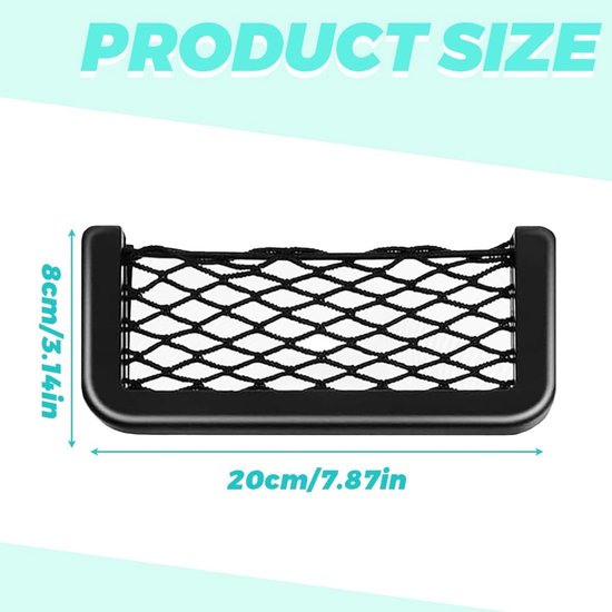 2 stuks - Opbergnet auto - Bagagenet camper - Elastische koffernet - Cargo organizer - Scheidingsnet - Organizer-nettas - 20 x 8CM - Zwart — afbeelding 2