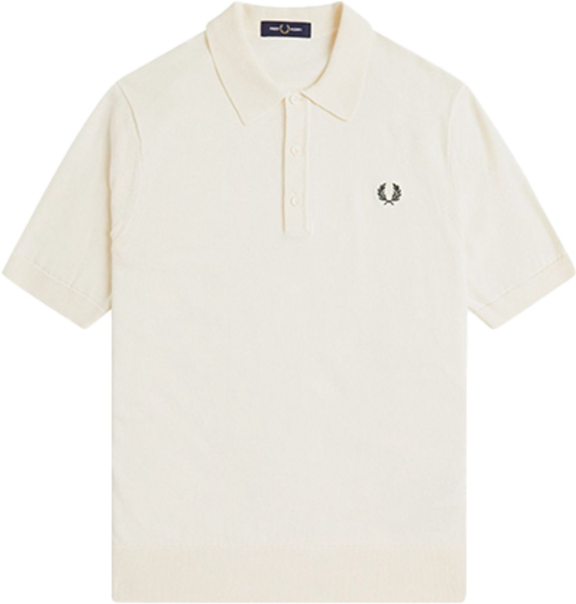 Fred Perry Cotton Knitted Shirt Creme