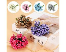 Mini Kunstmatige Pip Berry Picks Bunch, 144 Stuks Fruit Bloem Meeldraden voor Craft DIY Krans Bruiloft Bloemstukken Decoratie, Zilverkleurig