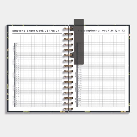 Hobbit - Docentenagenda 2026-2027 - 1 week op 2 pagina's - Lerarenagenda - Harde Kaft - A5 (21.5 x 15.5 cm) - Spiraal Agenda - Aquarel wilde bloemen