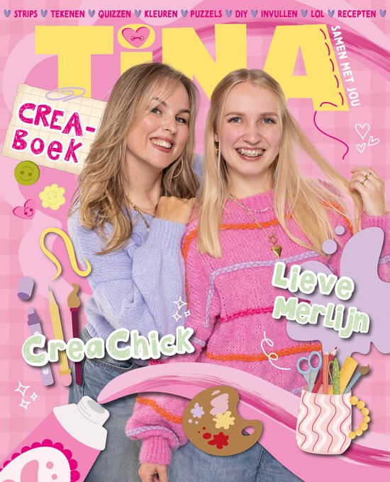 Tina Boekspecial Creaboek - CreaChick - Lieve Merlijn - Vakantieboek - Doeboek - Knutselen Meisjes - Creatief knutselboek kinderen - Puzzels - Tekenen - DIY - Boek Meisje - Invulboek - Kleuren - Invullen - DIY - Quiz - Strips - Tijdschrift