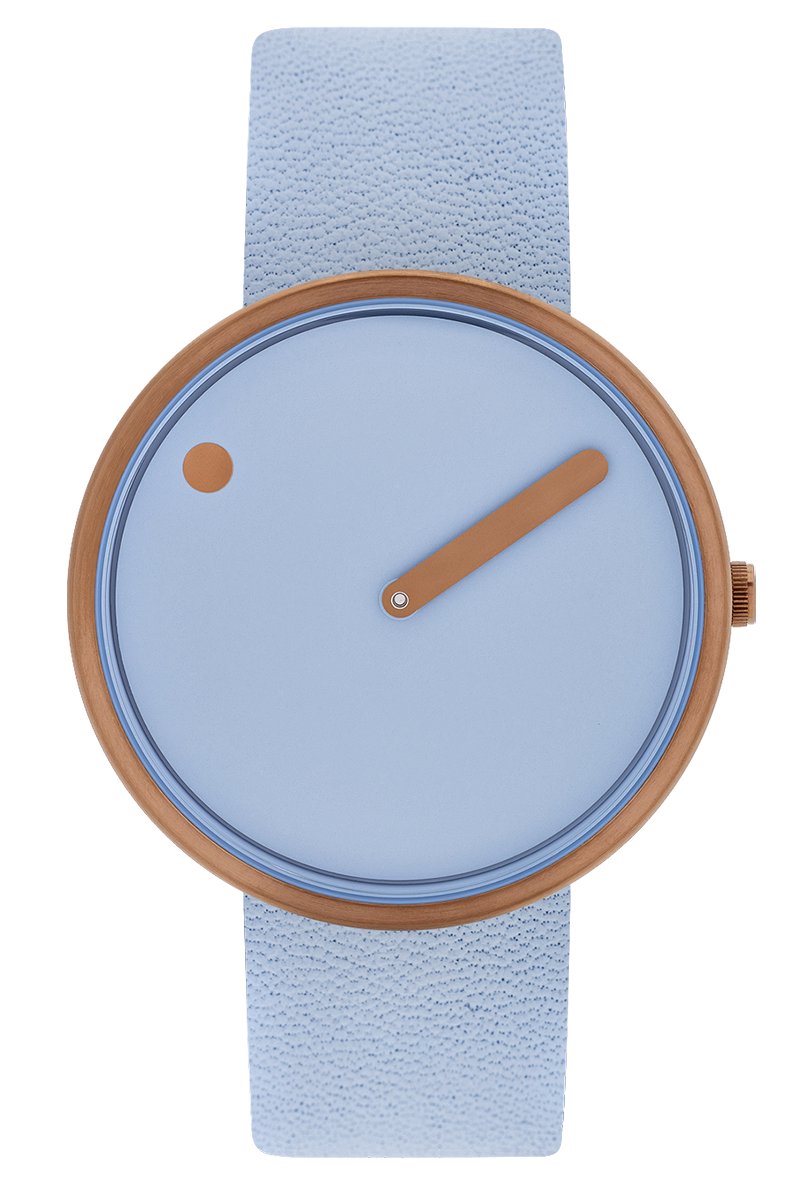 Picto Design Horloge Arctic Mist Blauw Lederen Horlogeband 43323-8021C - Herenhorloge - 40mm