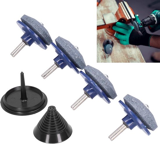 Slijper voor grasmaaier - Slijper voor tuingereedschap - 4 stuks - met balancer - Wetsteen - Slijtvaste slijper - voor elektrische boormachine, heggenschaar, grasmaaier van Merkloos	 — afbeelding 3