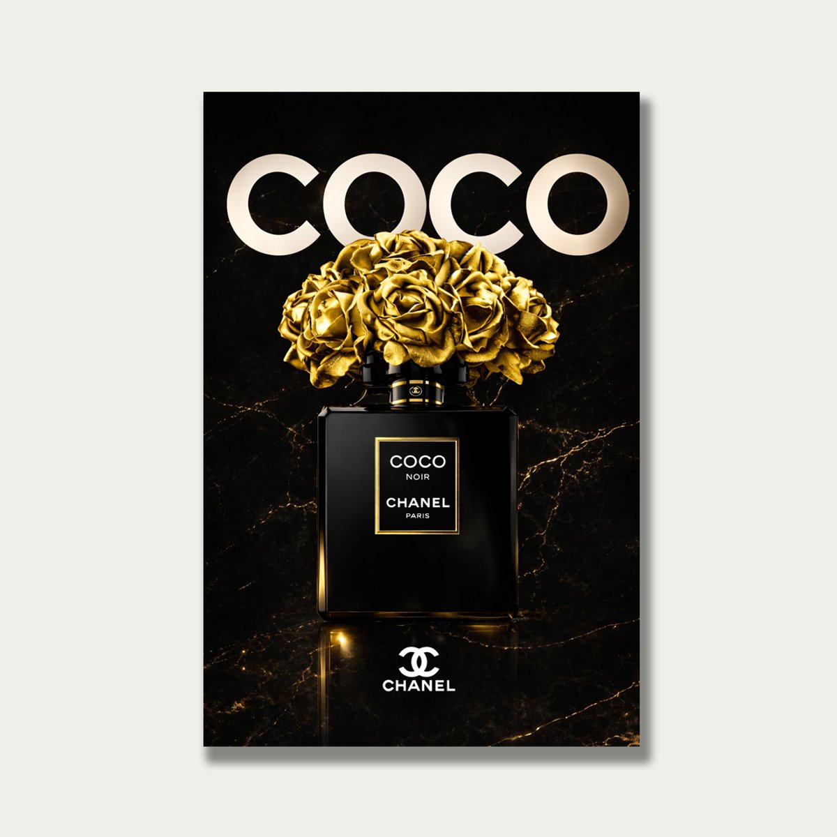 Luxe Parfum fles Schilderij 60×90 cm - Zwart Goud CC Plexiglas Wall Art