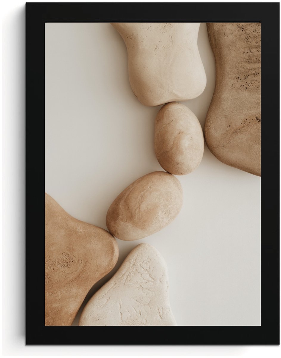Abstracte Stenen A4 Fotolijst, Neutraal Kleurenschema, Minimalistische Wall Art, Hoge Resolutie Afdruk, MDF Frame, Acryl Glas, Wall Art