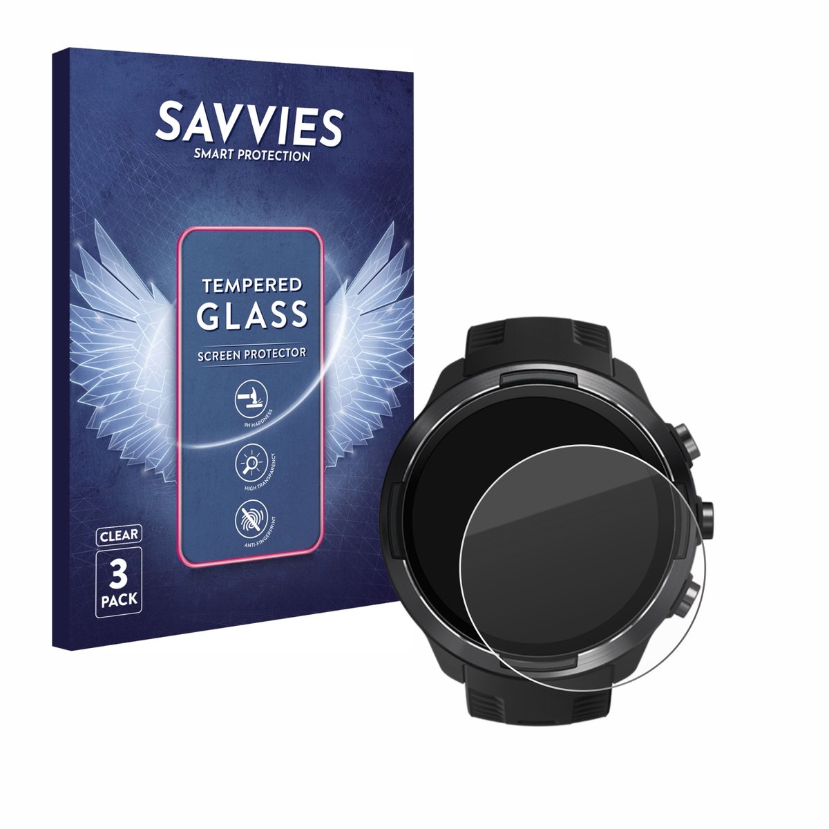 Savvies - Glas Screenprotector voor Suunto 9 - Gehard Beschermglas 9H 3 Stuks