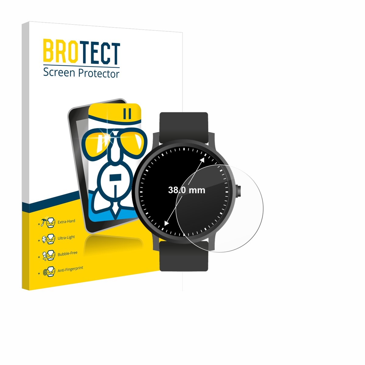 Screenprotector voor Ronde Displays (ø: 38 mm) Beschermglas transparant