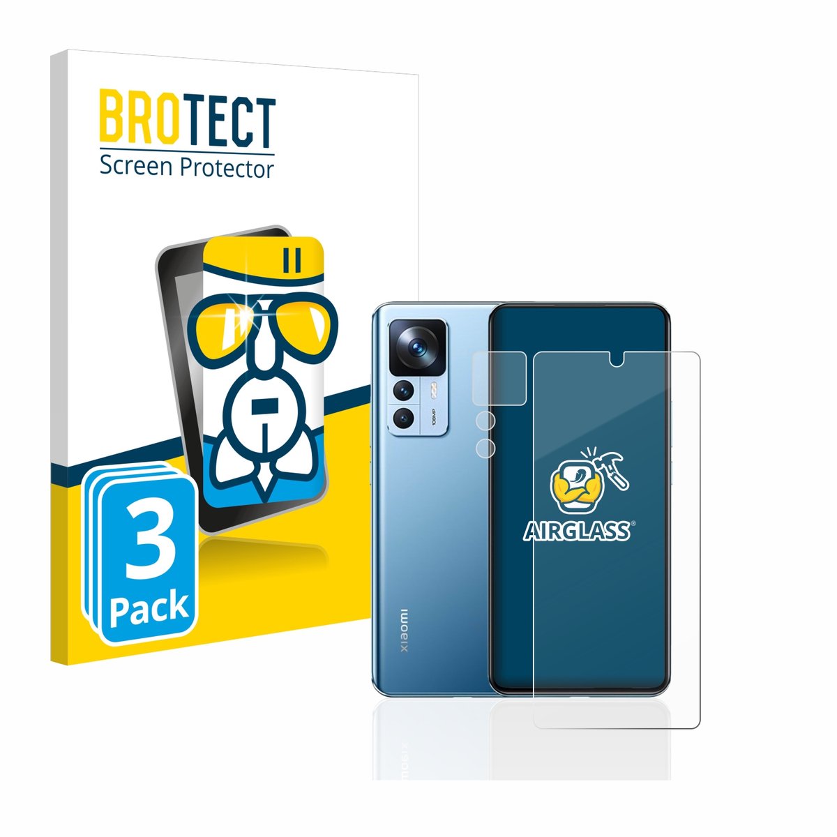 Screenprotector 3 Stuks voor Xiaomi 12T (Voor+Camera) Beschermglas transparant